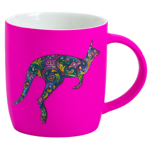 12oz Soft Touch Rubberized Ceramic Mug with Bright Animal Print Design Coffee Cup