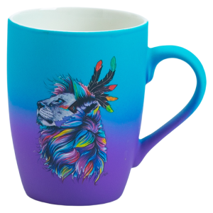 2-Tone 350ml Rubber Coated Ceramic Coffee Cup with Gradient Finish & Custom Low-Temp Decals for Gifting