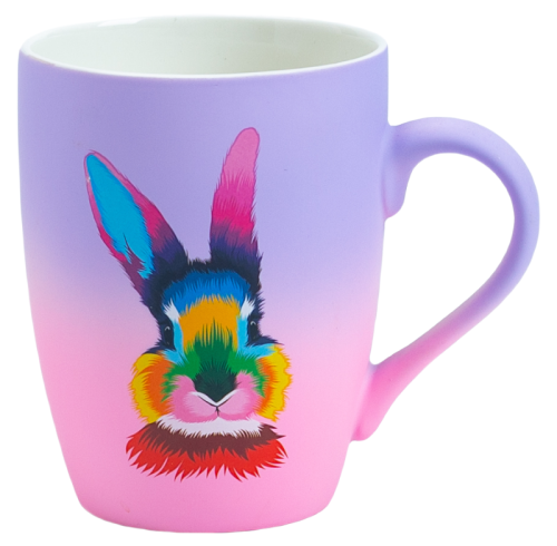 2-Tone 350ml Rubber Coated Ceramic Coffee Cup with Gradient Finish & Custom Low-Temp Decals for Gifting