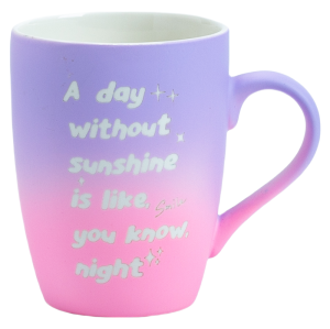 350ml Laser Engraved 2-Tone Ceramic Mug - Matte Rubber Coated with Quote