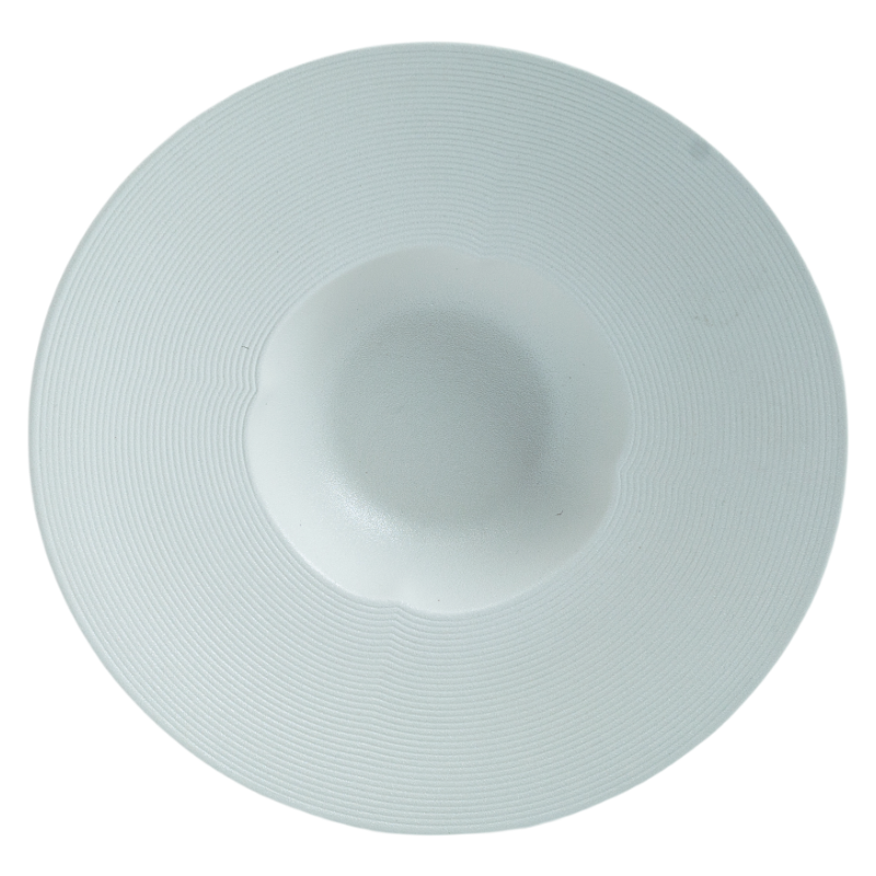 Modern White Ceramic Pasta Plate | Wide Rim Porcelain Deep Dish for Fine Dining