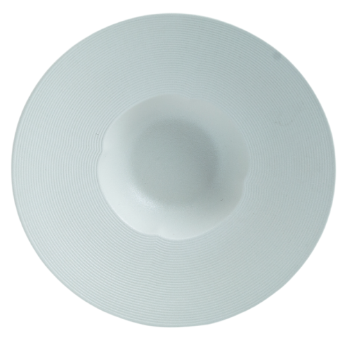 Modern White Ceramic Pasta Plate | Wide Rim Porcelain Deep Dish for Fine Dining