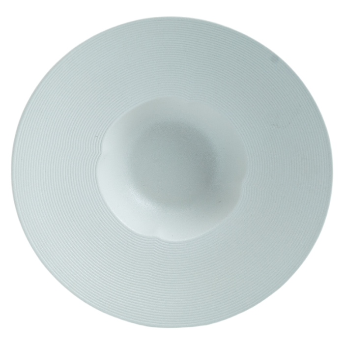 Modern White Ceramic Pasta Plate | Wide Rim Porcelain Deep Dish for Fine Dining