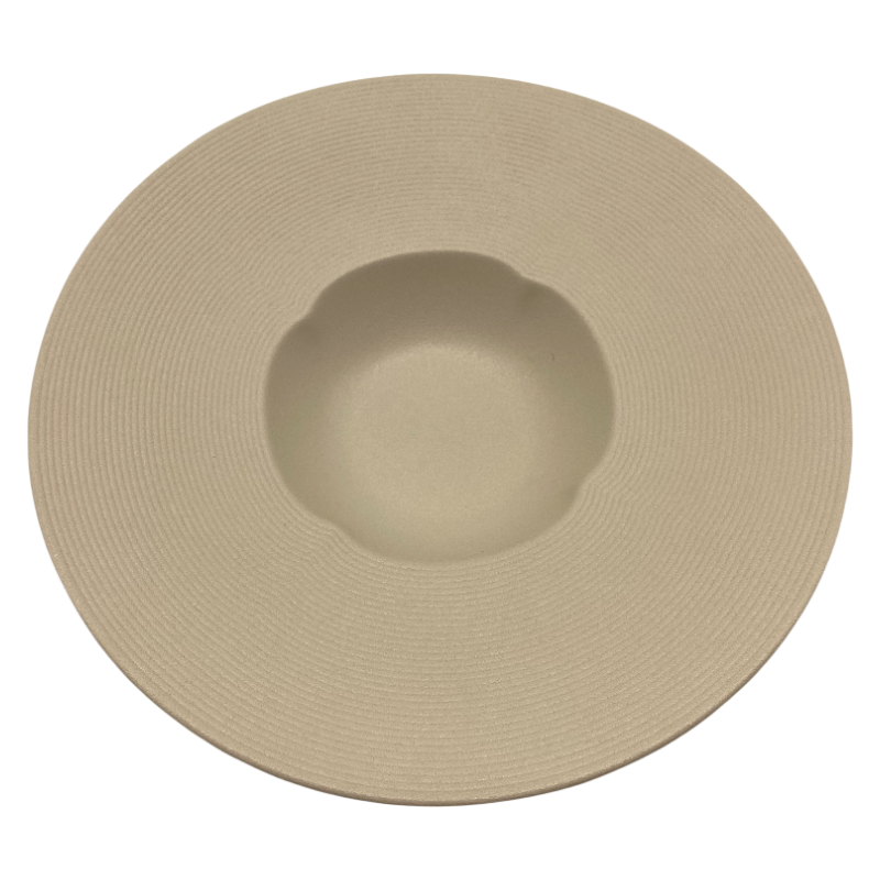 Modern White Ceramic Pasta Plate with Wide Textured Rim and Deep Dish, 25cm Diameter for Gourmet Pasta Dishes