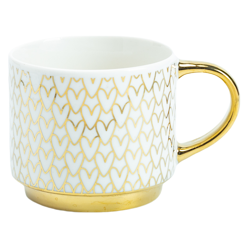 Gold Electroplated Bone China Mug | White Coffee Cup with Gold Handle for Gifts