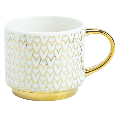 Gold Electroplated Bone China Mug | White Coffee Cup with Gold Handle for Gifts