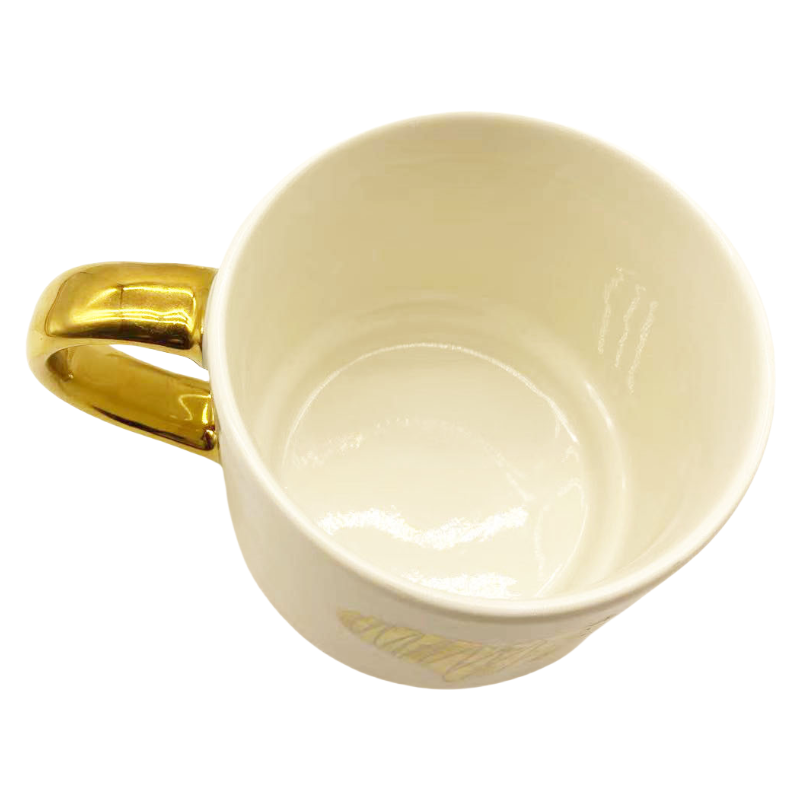 Gold Electroplated Bone China Mug in White