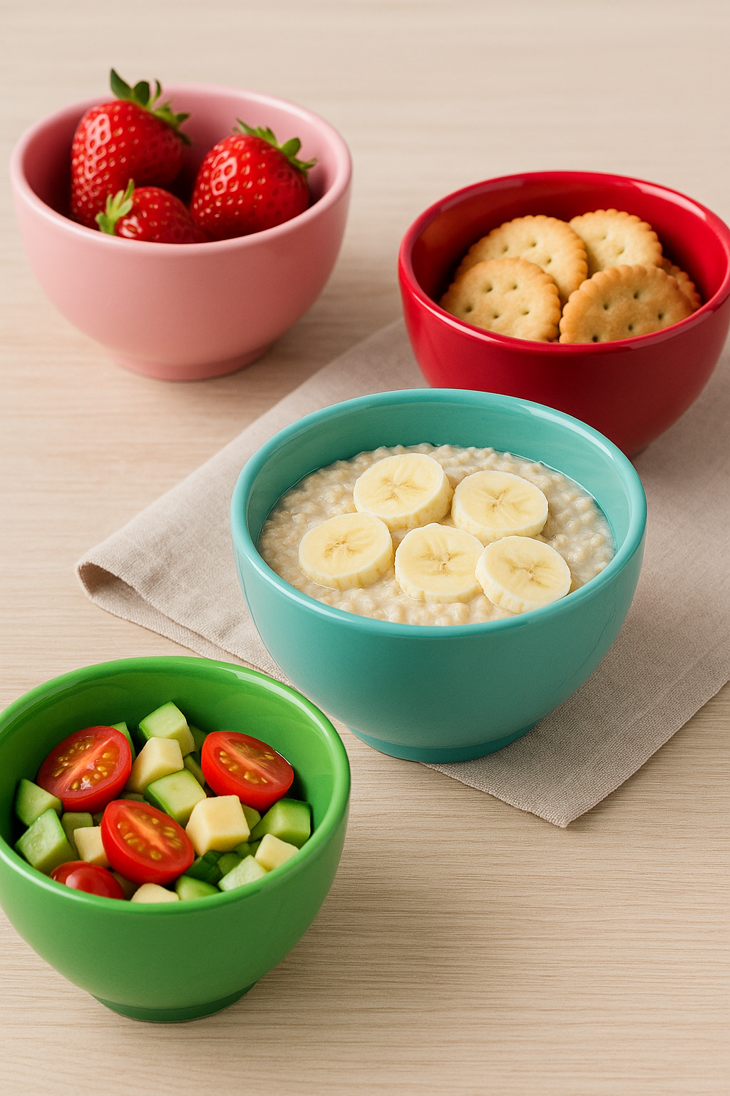Colorful Glossy Stoneware Bowls Serving Dessert in Modern Dining Table, Mix-Match for Vibrant Table Setting