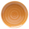 Vintage Caramel Brown Stoneware 4-Piece Set | Textured Ring Dinnerware