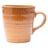Vintage Caramel Brown Stoneware 4-Piece Set | Textured Ring Dinnerware