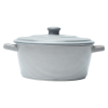 Modern Ribbed Stoneware Casserole with Lid | Matte Grey Dutch Oven