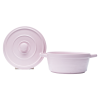 Modern Ribbed Stoneware Casserole with Lid | Matte Grey Dutch Oven