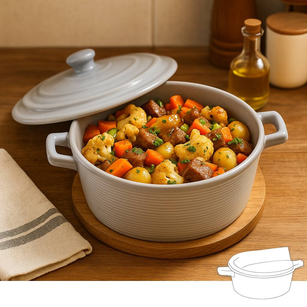 Matte Grey Dutch Oven Serving Braised Dishes, Oven Safe Stoneware Casserole Retaining Heat & Moisture