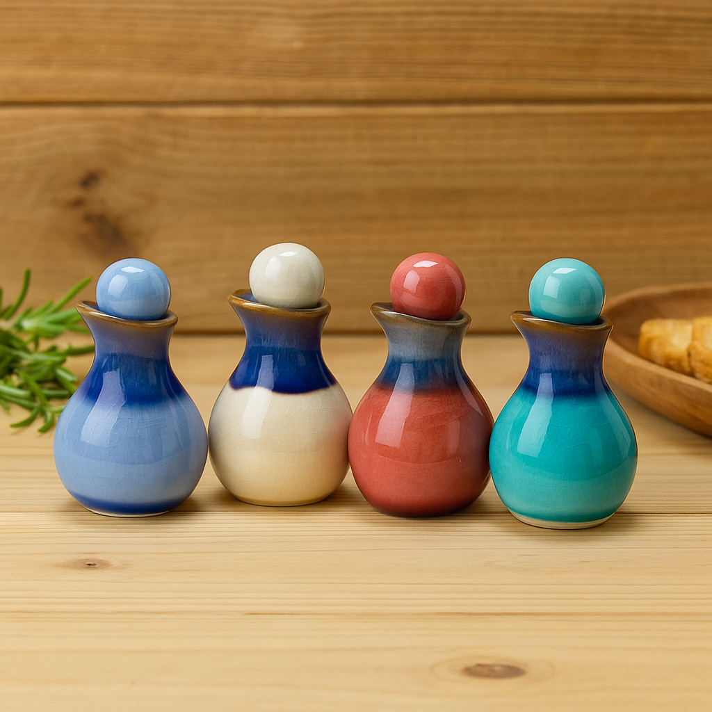 Assorted Color Gourd Shaped Spice Jars Storing Herbs & Spices, Stopper Design for Easy Access