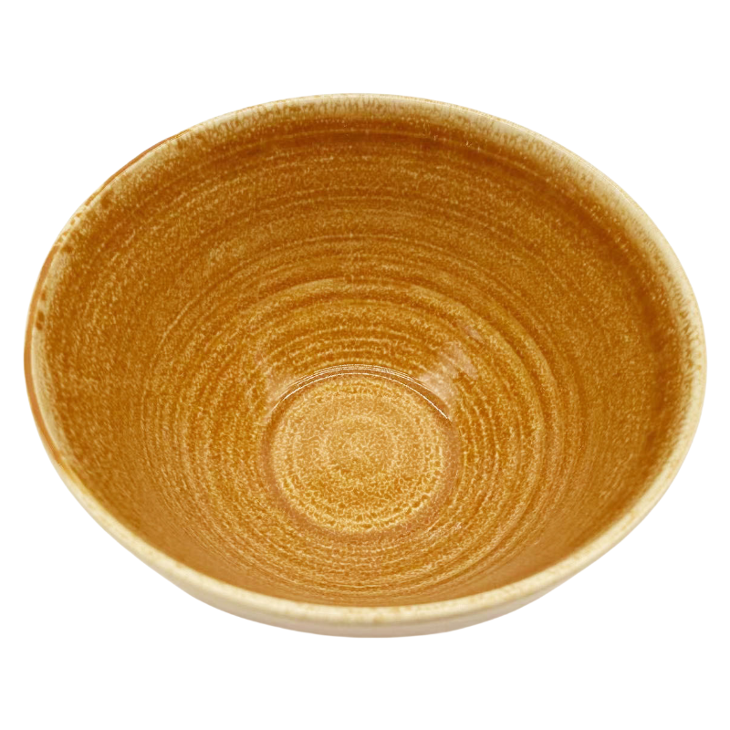 Vintage Caramel Brown Stoneware Including Dinner Plate, Salad Plate, Bowl & Mug, Textured Ring Design for Rustic Charm