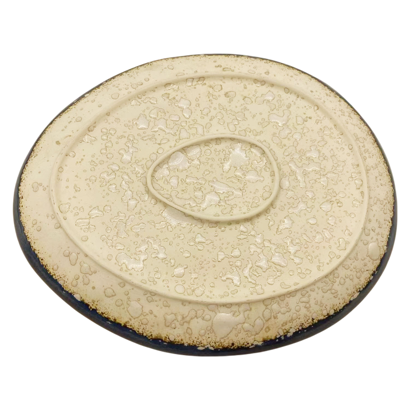 Handmade Irregular Oval Stoneware Plates with Cream Center