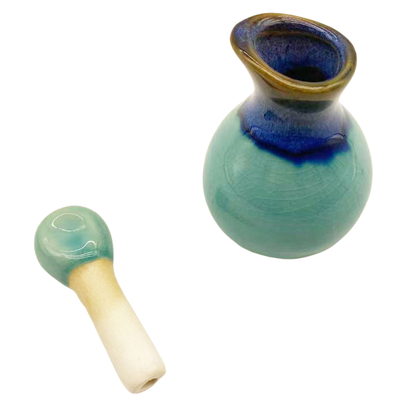 Handmade Glazed Gourd Shaped Spice Jars in Assorted Colors, Stopper Closed for Airtight Storage
