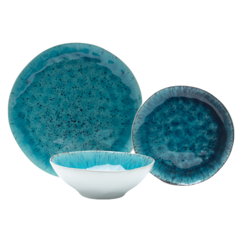Blue Crystalline Glazed Ceramic Dinner Plate – Nordic Style Handmade Stoneware Plate