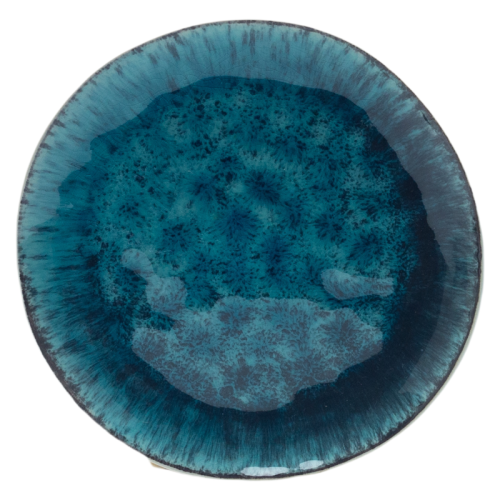 Blue Crystalline Glazed Ceramic Dinner Plate – Nordic Style Handmade Stoneware Plate