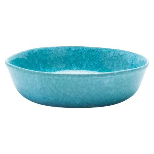 4-Piece Crystalline Glazed Ceramic Dinnerware Set – Teal Blue Stoneware Plates and Bowls for Everyday Dining