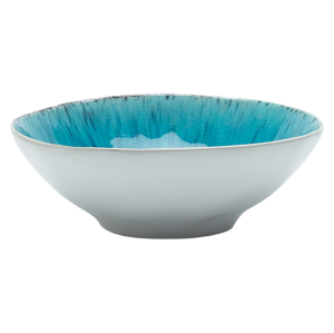 Crackle Glaze Ceramic Bowl – Handcrafted Artisan Stoneware with Blue Reactive Interior