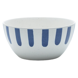 Nordic-Style Ceramic Bowl with Blue Brushstroke Pattern – Matte Stoneware for Salad, Rice, or Breakfast