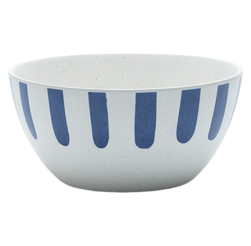 Nordic-Style Ceramic Bowl with Blue Brushstroke Pattern – Matte Stoneware for Salad, Rice, or Breakfast