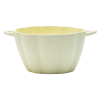 Vintage Floral Ceramic Bowl & Plate Set – Yellow Glazed Stoneware with Heart & Daisy Motifs, 4-Piece Retro Dinnerware Collection