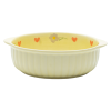 Vintage Floral Ceramic Bowl & Plate Set – Yellow Glazed Stoneware with Heart & Daisy Motifs, 4-Piece Retro Dinnerware Collection