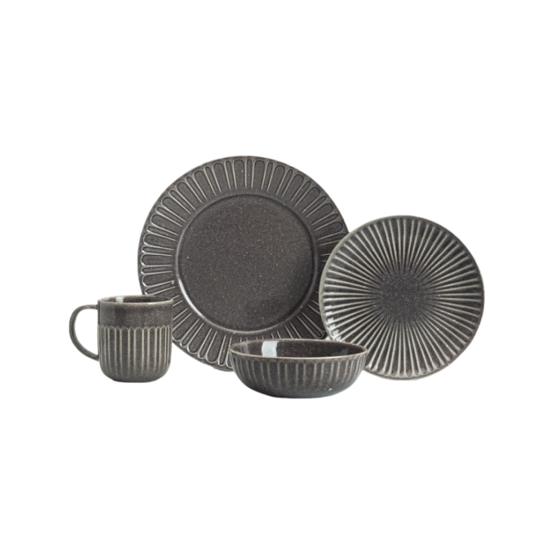 Grey Reactive Glaze 4-Piece Dinnerware Set