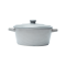 Modern Ribbed Stoneware Casserole with Lid | Matte Grey Dutch Oven