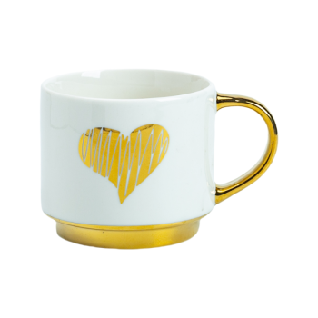 Gold Electroplated Bone China Mug | White Coffee Cup with Gold Handle for Gifts