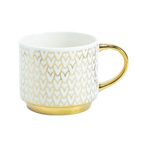 Gold Electroplated Bone China Mug | White Coffee Cup with Gold Handle for Gifts