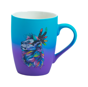 2-Tone 350ml Rubber Coated Ceramic Coffee Cup with Gradient Finish & Custom Low-Temp Decals for Gifting