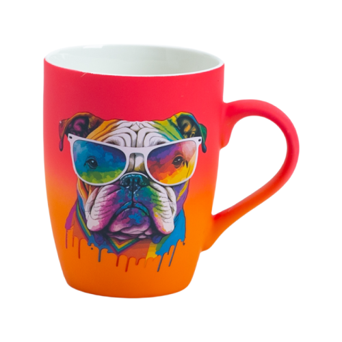 2-Tone 350ml Rubber Coated Ceramic Coffee Cup with Gradient Finish & Custom Low-Temp Decals for Gifting