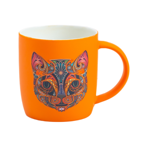 12oz Soft Touch Rubberized Ceramic Mug with Bright Animal Print Design Coffee Cup