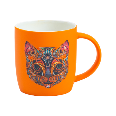 12oz Soft Touch Rubberized Ceramic Mug with Bright Animal Print Design Coffee Cup