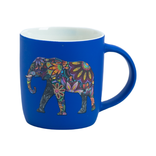 12oz Soft Touch Rubberized Ceramic Mug with Bright Animal Print Design Coffee Cup
