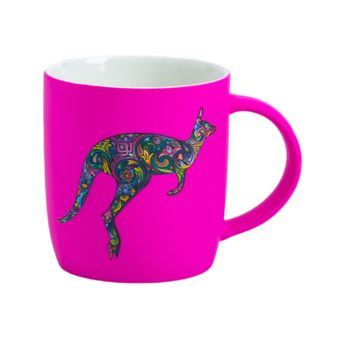 12oz Soft Touch Rubberized Ceramic Mug with Bright Animal Print Design Coffee Cup
