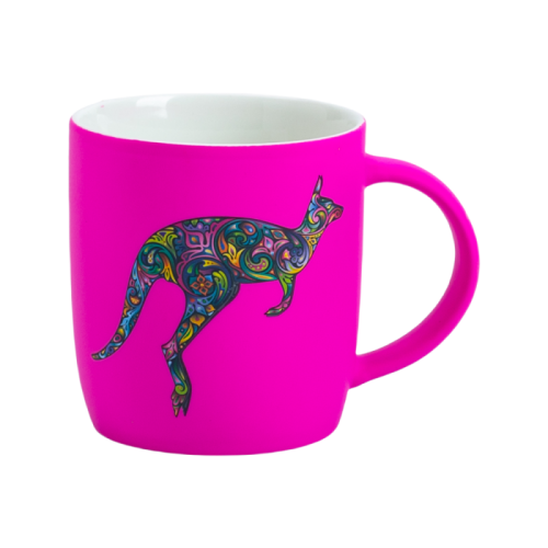 Taza de cerámica de 12 oz con tacto suave y recubierta de goma, con diseño de estampado animal brillante.