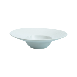 Modern White Ceramic Pasta Plate | Wide Rim Porcelain Deep Dish for Fine Dining
