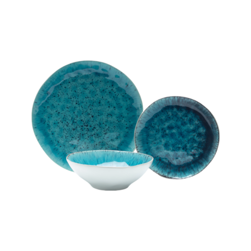 Blue Crystalline Glazed Ceramic Dinner Plate | Nordic Style Handmade Stoneware Plate