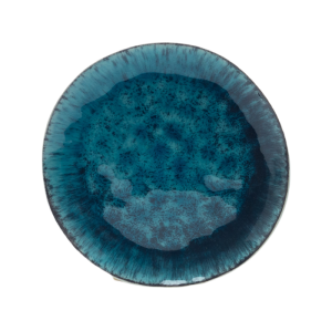 Blue Crystalline Glazed Ceramic Dinner Plate | Nordic Style Handmade Stoneware Plate
