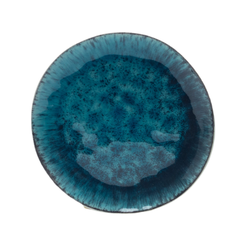 Blue Crystalline Glazed Ceramic Dinner Plate | Nordic Style Handmade Stoneware Plate