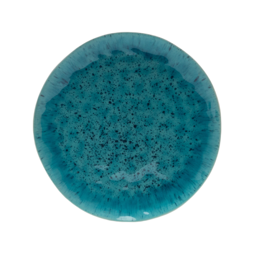 Blue Crystalline Glazed Ceramic Dinner Plate | Nordic Style Handmade Stoneware Plate