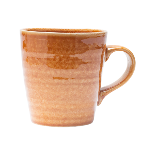 Vintage Caramel Brown Stoneware 4-Piece Set | Textured Ring Dinnerware