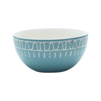 Boho Style Hand-Painted Ceramic Dinnerware Set | 3 Piece (Green & White)