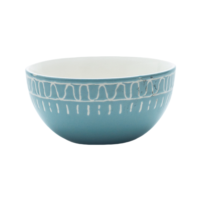 Boho Style Hand-Painted Ceramic Dinnerware Set | 3 Piece (Green & White)