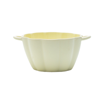 Vintage Floral Yellow Glazed Stoneware Bowl & Plate Set: Heart Daisy Motifs, 4-Piece Retro Dinnerware