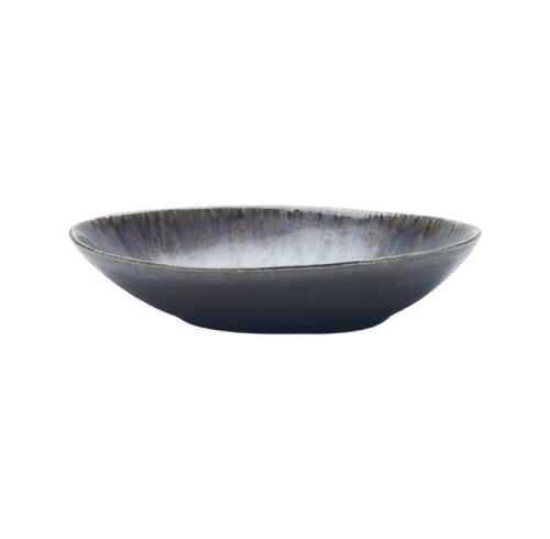 Handcrafted Reactive Glaze Ceramic Pasta Bowl – Rustic Stoneware Wide-Rim Plate for Salad, Pasta, and Main Dishes